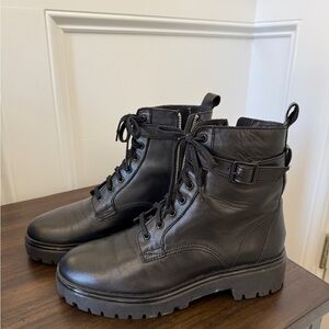 MANGO Black Lace-Up Combat Boots